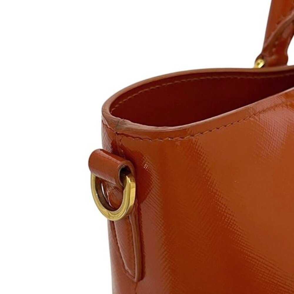 Prada 2 way Bag Orange Patent Leather 103 - Picture 8 of 10